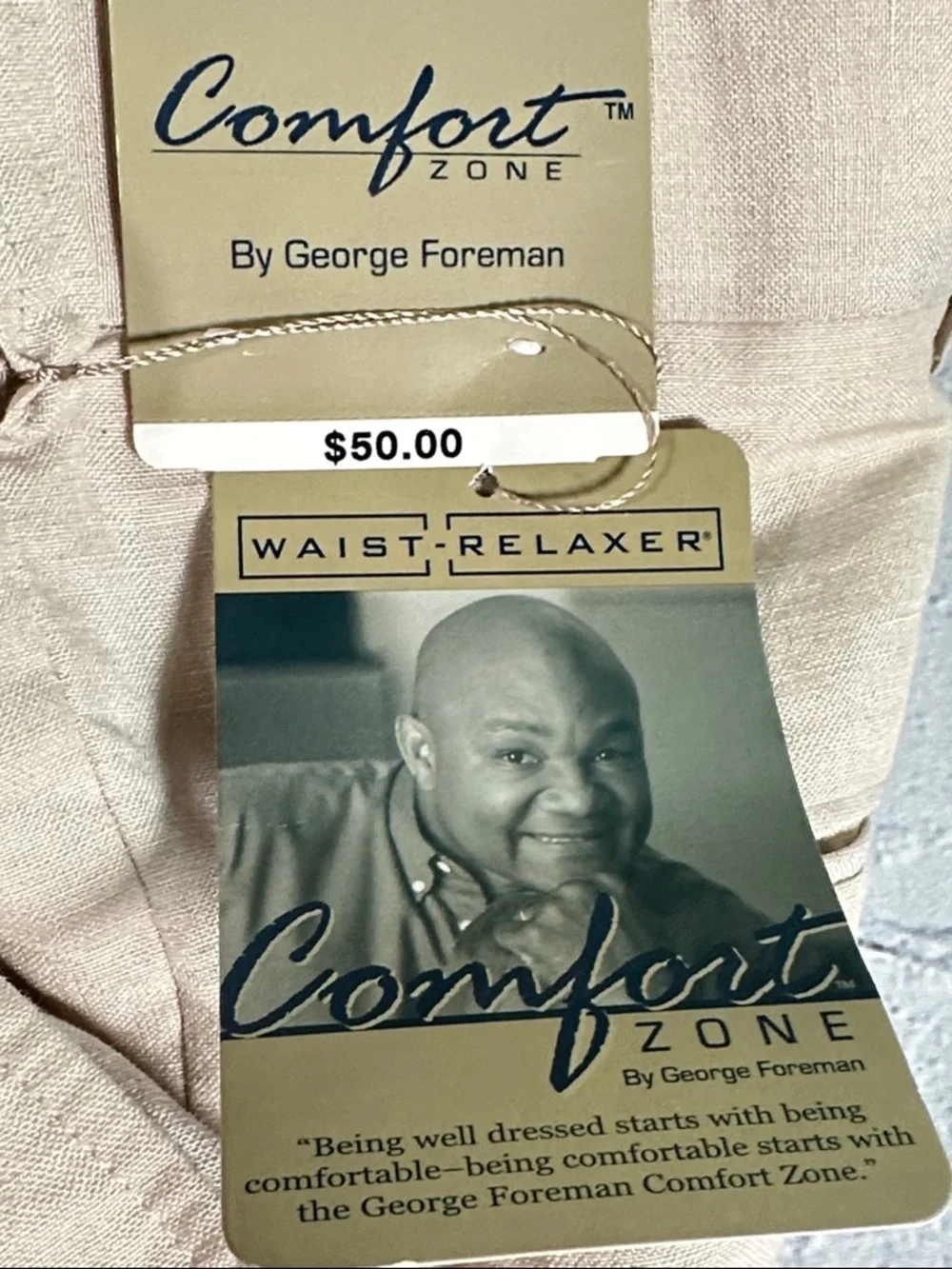 Comfort Zone by George Foreman Waist-Relaxer Linen Blend Pants Khaki size 50x32